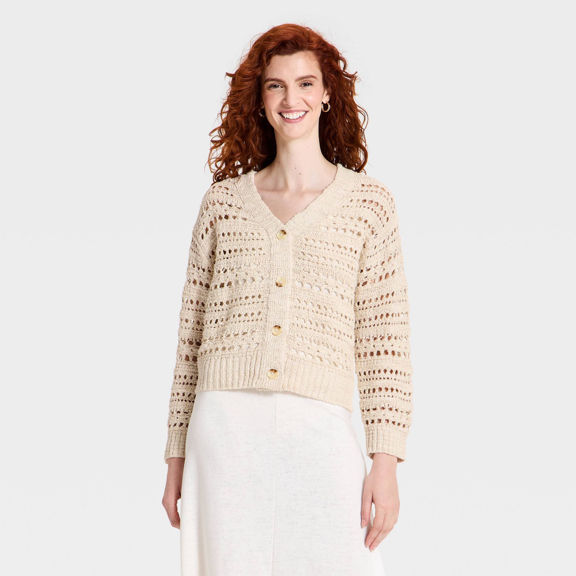 Women's Openwork Cardigan Sweater - Universal Thread™
