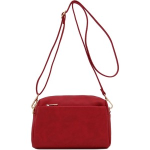 BEAFUP Triple Zip Small Crossbody Bag - Faux Leather Shoulder Bag with Gold Tone Hardware and Adjustable Strap - Zipper Closure for Everyday - 1 of 4