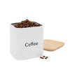Juvale Coffee Tea Sugar Container Set - White Iron Kitchen Canister Set with Bamboo Lids (3 Pieces, 48 oz) - 3 of 4