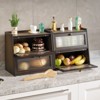 Double Bread Box, Bamboo Kitchen Countertop Organizer, Large Capacity Bread Rack With Window - 2 of 4