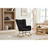 CAVINAS Modern Rocking Chair with Soft Cashmere Teddy Fabric, Accent Armchair with Ergonomic Curved Backrest and Solid Wood Frame - 2 of 4