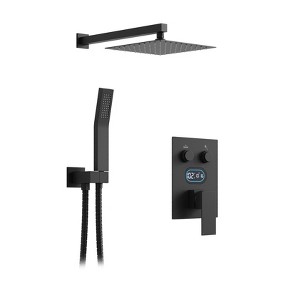 Itopfox Push Button Diverter Shower Faucet Set with Hydro Power Temperature Display, 10 Inch Shower Head and Handheld Spray, Wall Mounted Fixtures - 1 of 4