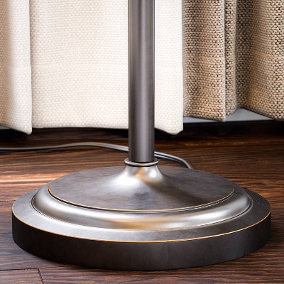 72-Inch Bronze Torchiere with Stained Glass Shade