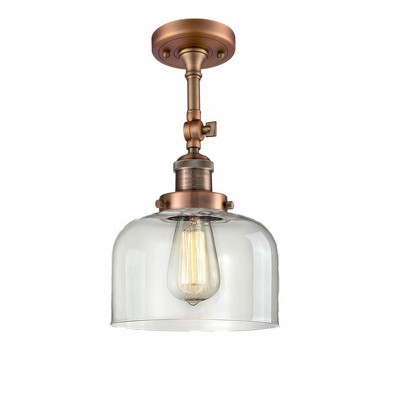 Bell - 1 Light Semi-Flush Mount In Industrial Style-14 Inches Tall and 8 Inches Wide