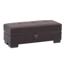 HomeRoots 50" Brown Faux Leather Tufted Storage Ottoman - 1 of 4