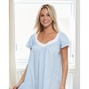 ADR Women's Cotton Nightgown, Ruffled Short Sleeve Lace Trimmed Long Vintage Night Dress Gown - 4 of 4