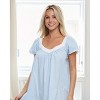 ADR Women's Cotton Nightgown, Ruffled Short Sleeve Lace Trimmed Long Vintage Night Dress Gown - image 4 of 4