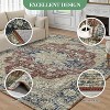 5x7 Washable Vintage Rug – Ultra-Thin Non-Slip Retro Medallion Carpet, Lightweight Floor Mat for Living, Bedroom, Dining, Home Office, Red - 3 of 4