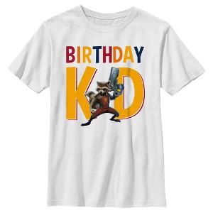 Boy's Guardians of the Galaxy Birthday Kid Rocket Raccoon T-Shirt - 1 of 4