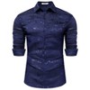 Men's Floral Jacquard Dress Shirt Long Sleeve Button Down Shirts Luxury for Wedding Party Prom - 2 of 4