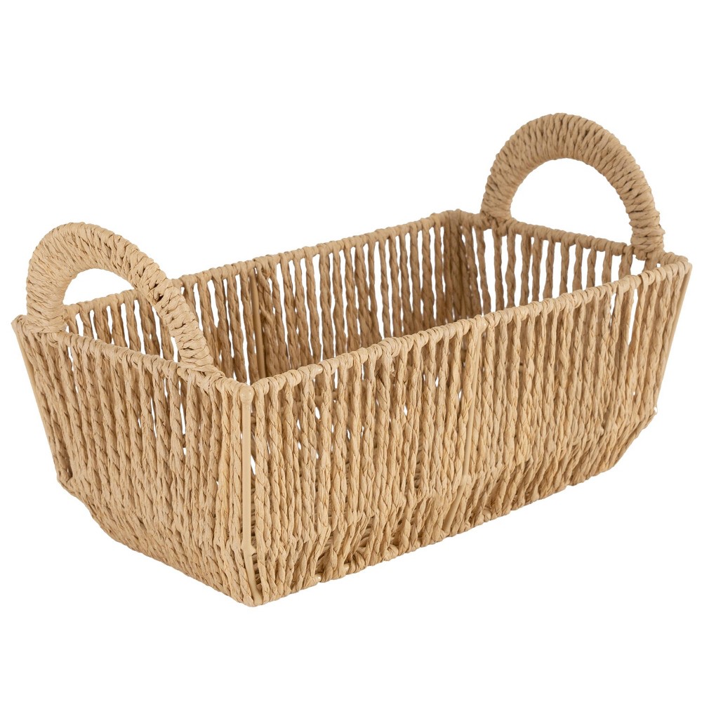 Photos - Other Decoration Simplify Paper Rope Vertical Weave Shelf Storage Basket Small Kennedy International: Rectangle, Brown, Iron, Decorative