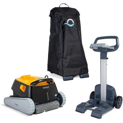 Dolphin Triton PS w/ Powerstream Inground Robotic Pool Cleaner Upgraded Swivel with Caddy & Cover