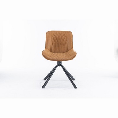 PAGED Swivel Dining Chairs Set of 2, Faux Leather Upholstered Dining Room Chairs with Metal Legs, Kitchen Chairs for Dining Room