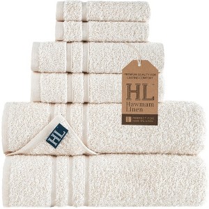 Hawmam Linen 6 Piece Bath Towels Set for Bathroom Original Turkish Cotton Soft, Absorbent and Premium 2 Bath Towels, 2 Hand Towels, 2 Washcloths - 1 of 4
