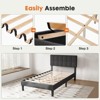 Mayeerty Twin Size Bed Frame with Headboard, Linen Upholstered Platform Bed Frame with Wooden Strip Support, Under Bed Storage, Dark Grey - 4 of 4