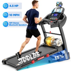 4.5HP Foldable Electric Treadmill Running Machine Exercise Home, Low Noise, 15% Auto Incline,300 Lb Capacity, Bluetooth - 1 of 4