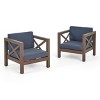 Christopher Knight Home Brava Outdoor Acacia Wood Club Chairs with Water Resistant Cushions (Set of 2) - 2 of 4