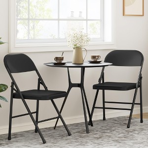 2 Pack All-Steel Folding Chairs with Backrest, Heavy Duty Metal Foldable Dining Chair Set of 4 Hold Up to 350 LBS - 1 of 4