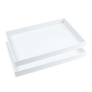 Unique Bargains Stackable PU Leather White Jewelry Trays with Removable Dividers Set of 2 - 1 of 4