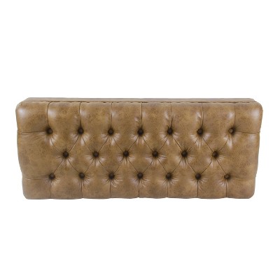 Classic Tufted Medium Bench in Light Brown Vegan Leather
