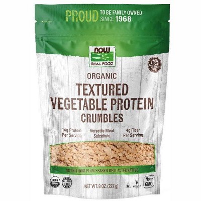 Organic Textured Vegetable Protein Crumbles by Now Foods  -  8 oz Crumbles