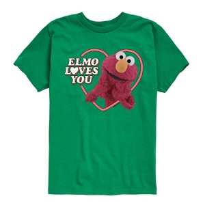 Boys' - Sesame Street - Elmo Loves You Heart Short Sleeve Graphic T-Shirt - 1 of 4