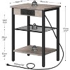 Small side table with charging station and USB port, three-layer bedside table with adjustable shelf - 3 of 4