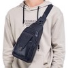 Paaaawaters Leather Sling Bag Crossbody Backpack for Men Women Outdoor Travel Work Shoulder 18cm(W) x8cm(D) x30cm - 4 of 4
