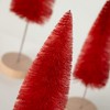 9.5"H  12"H & 16.25"H Sullivans Christmas Red Tall Bottlebrush Tree Set of 3  Red - 2 of 4