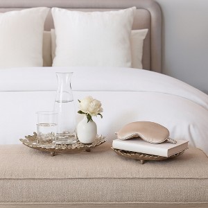 Elegant Flower Coffee Table Decor Bowls - Decorative Bowls for Home Accent or Centerpieces Table Decoration - Set of 2, 4", Gold - 1 of 4