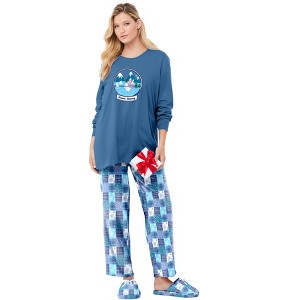 Dreams & Co. Long Sleeve Knit PJ Set - 1 of 4