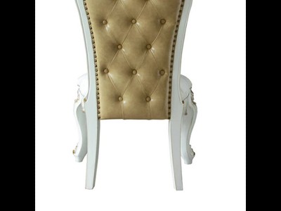 Elegant Beige Faux Leather Upholstered Side Chair with Queen Anne Legs
