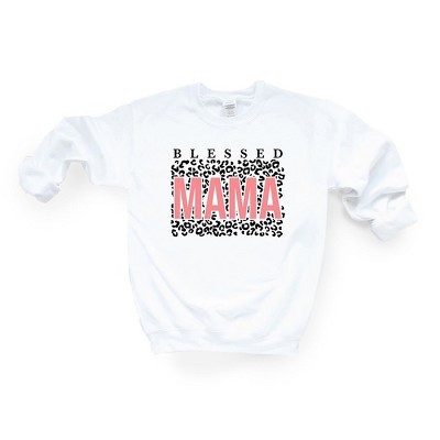 Simply Sage Market Women's Graphic Sweatshirt Blessed Mama Leopard