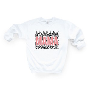 Simply Sage Market Women's Graphic Sweatshirt Blessed Mama Leopard - 1 of 2