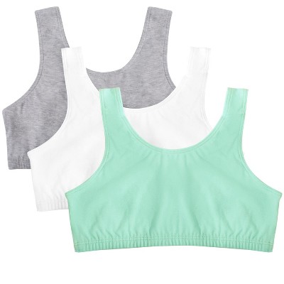Fruit of the Loom Women's Tank Style Cotton Sports Bra 3-Pack Mint  Chip/White/Grey Heather 48