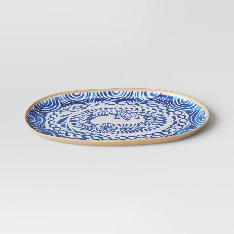 Melamine Oval Serving Platter Blue Print - Threshold&#8482;, 1 of 5