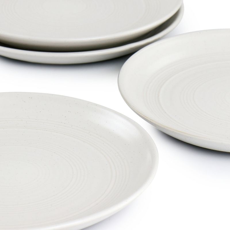 Gibson Bee and Willow Home 7 Inch 4 Piece Round Stoneware Appetizer Plate Set in Matte White, 4 of 7