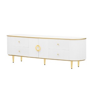 Dexmalle White Modern TV Stand for TVs up to 80 Inches - 1 of 4