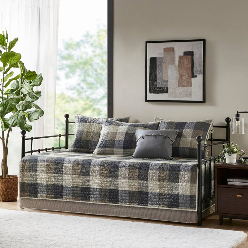 Madison Park Day Bed Warren 6pc Reversible Plaid Bedding Cover Set , 4 of 18