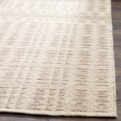 Gray and Ivory Flat Woven Wool 5' x 8' Area Rug