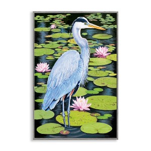 Stupell Industries Heron Among Pond Lilies Black Framed Giclee Art - 1 of 4