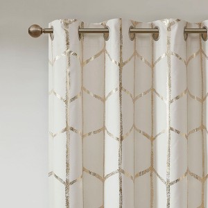 Gracie Mills Isabelle Metallic Geometric Total Blackout Grommet Top Curtain Panel - 1 of 4