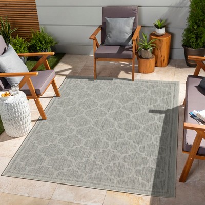 SKRAN Outdoor Indoor Area Rug,Charming Trellis Patterned Area Rug , Weather Resistant, Easy to Clean for Dining Room, Backyard, Deck, Patio, 5'3"x7'3"