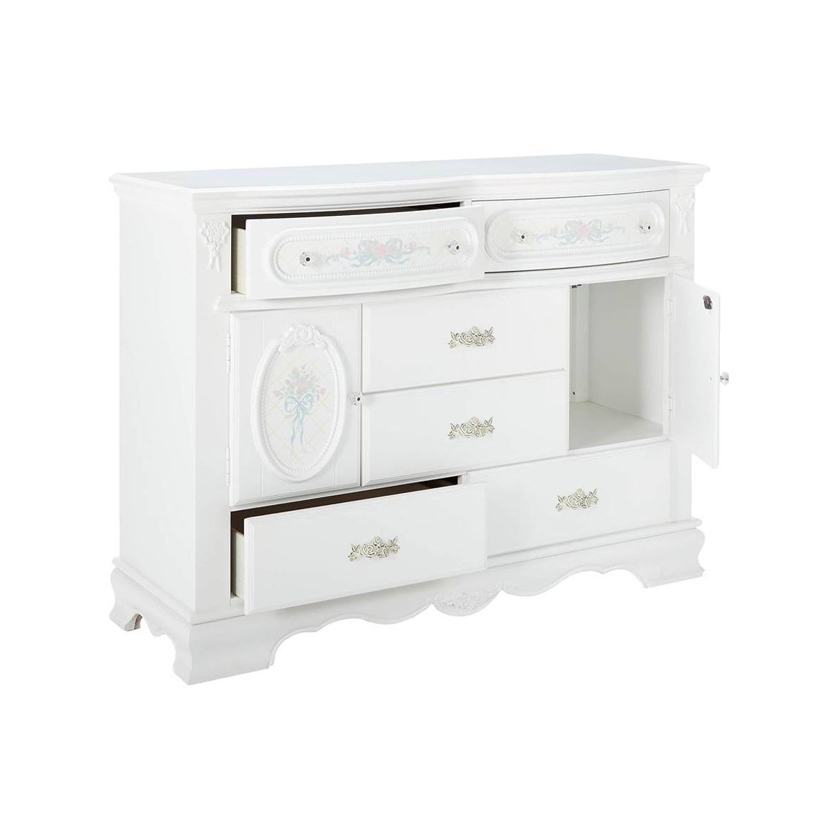 52" Flora Decorative Storage Drawer White Finish - Acme Furniture: Fixed Shelf, 5 Drawers, No Assembly Required - thumbnail 5