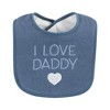 Hudson Baby Infant Boy Fiber Filled Drooler Bibs 3pk, I Love Daddy Coronet Blue, One Size - 3 of 4