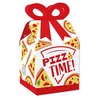 Big Dot of Happiness Pizza Party Time - Square Favor Gift Boxes - Baby Shower or Birthday Party Bow Boxes - Set of 12