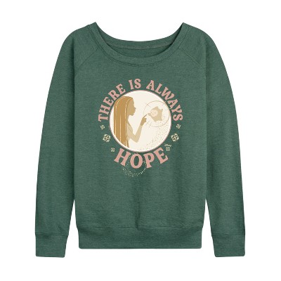 Women's - Disney - There Is Always Hope Lightweight French Terry Wide Neck Long Sleeve Shirt