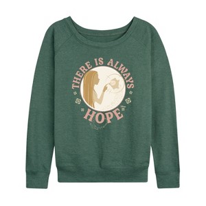Women's - Disney - There Is Always Hope Lightweight French Terry Wide Neck Long Sleeve Shirt - 1 of 4