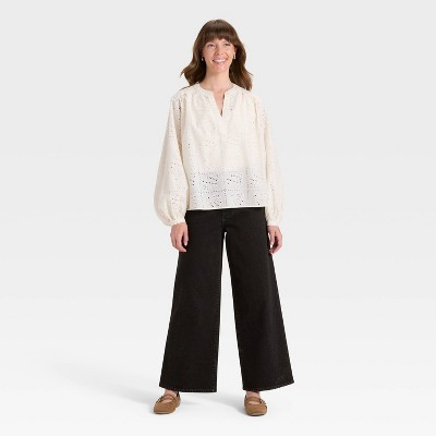 Women's High-Rise Sailor Wide Leg Ankle Jeans - Universal Thread' - image 3