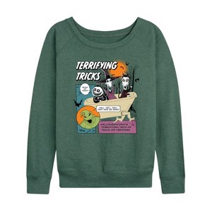 Women's - Disney - The Nightmare Before Christmas Lightweight French Terry Wide Neck Long Sleeve Shirt - 1 of 4